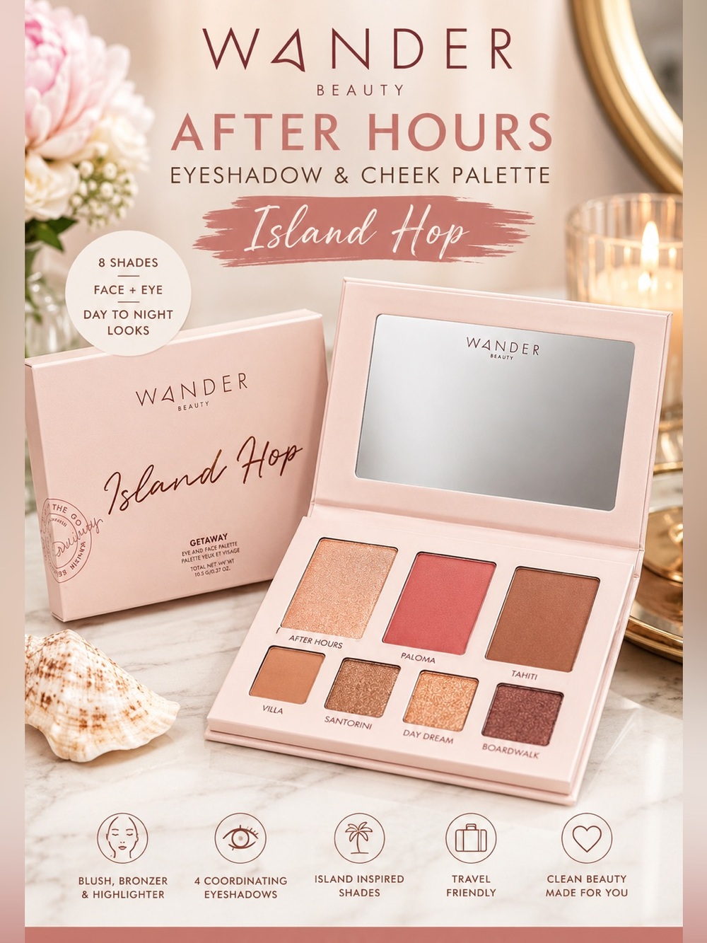 Wander Beauty After Hours Eye & Cheek Palette Island Hop NIB Face & Eyes Palette